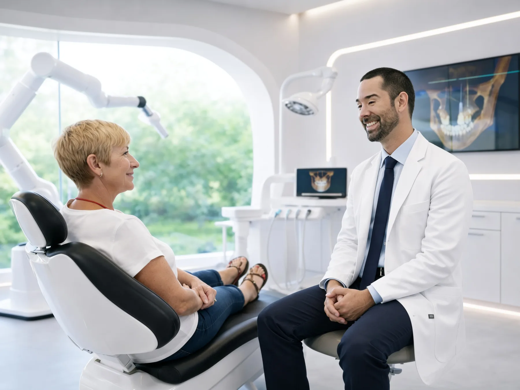Dr. Tyler Klein consulting with patient at Teeth+Robots Charlotte
