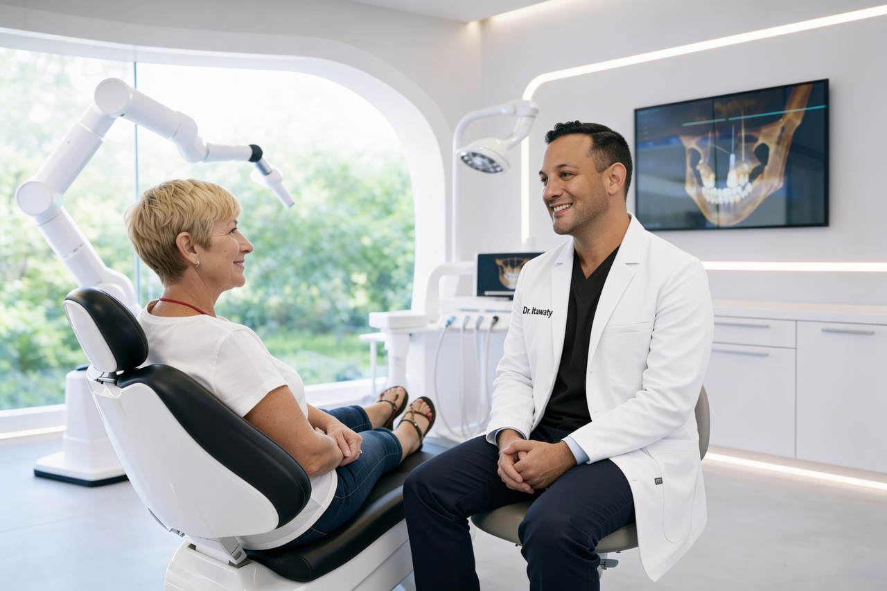 Dr. Rashad Altawaty consulting with patient at Teeth+Robots Irvine