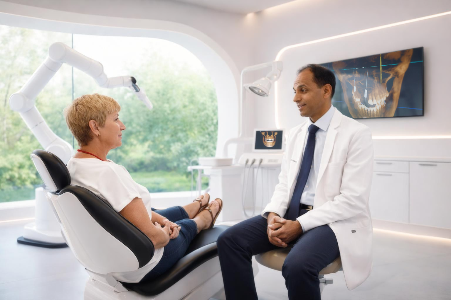 Dr. Abdulmohsin Alhashim consulting with patient at Teeth+Robots Las Vegas