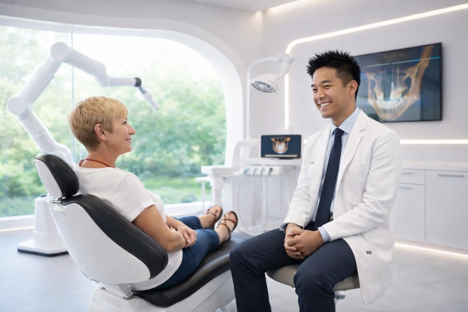 Dr. Alexander Tran consulting with patient at Teeth+Robots San Gabriel